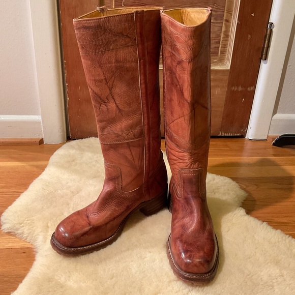 Frye Shoes - Frye leather longhorn stitch square toe tall boots